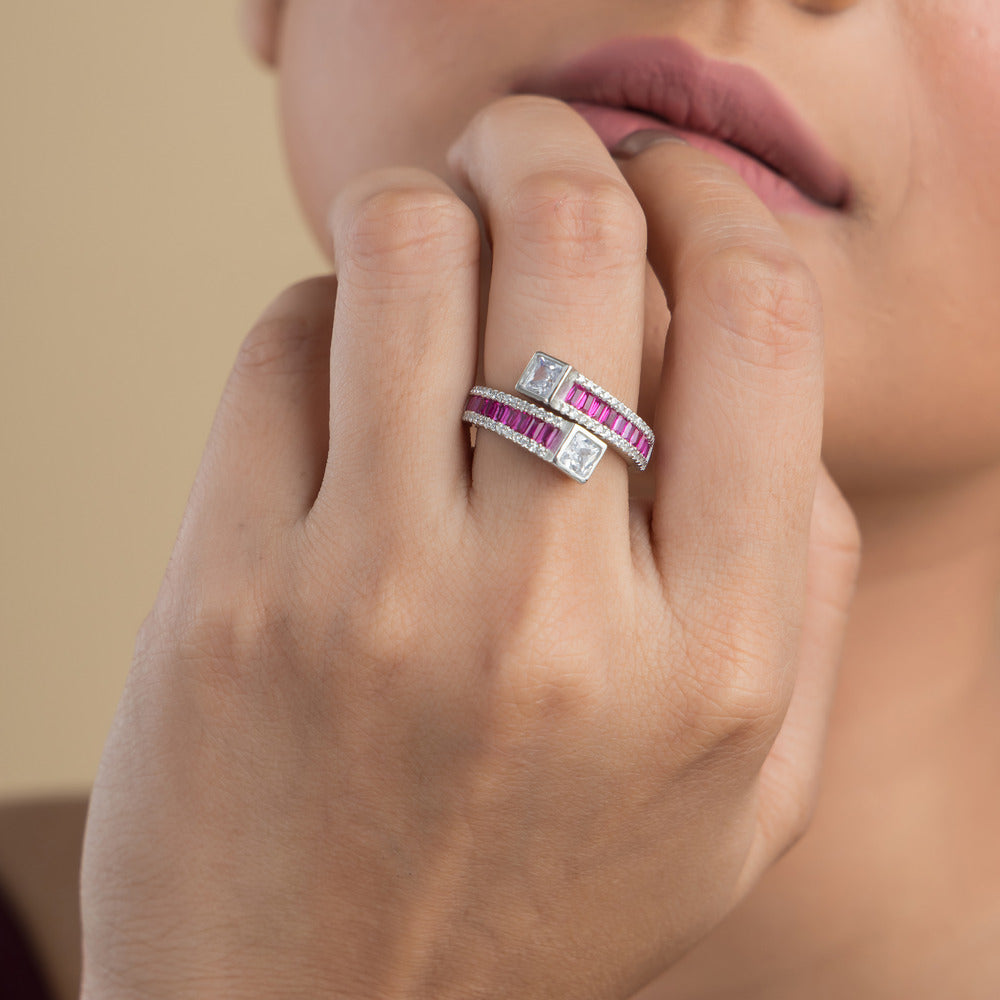 Diamond Studded silver Finger Ring for Women Diamond Studded silver Finger Ring for Women