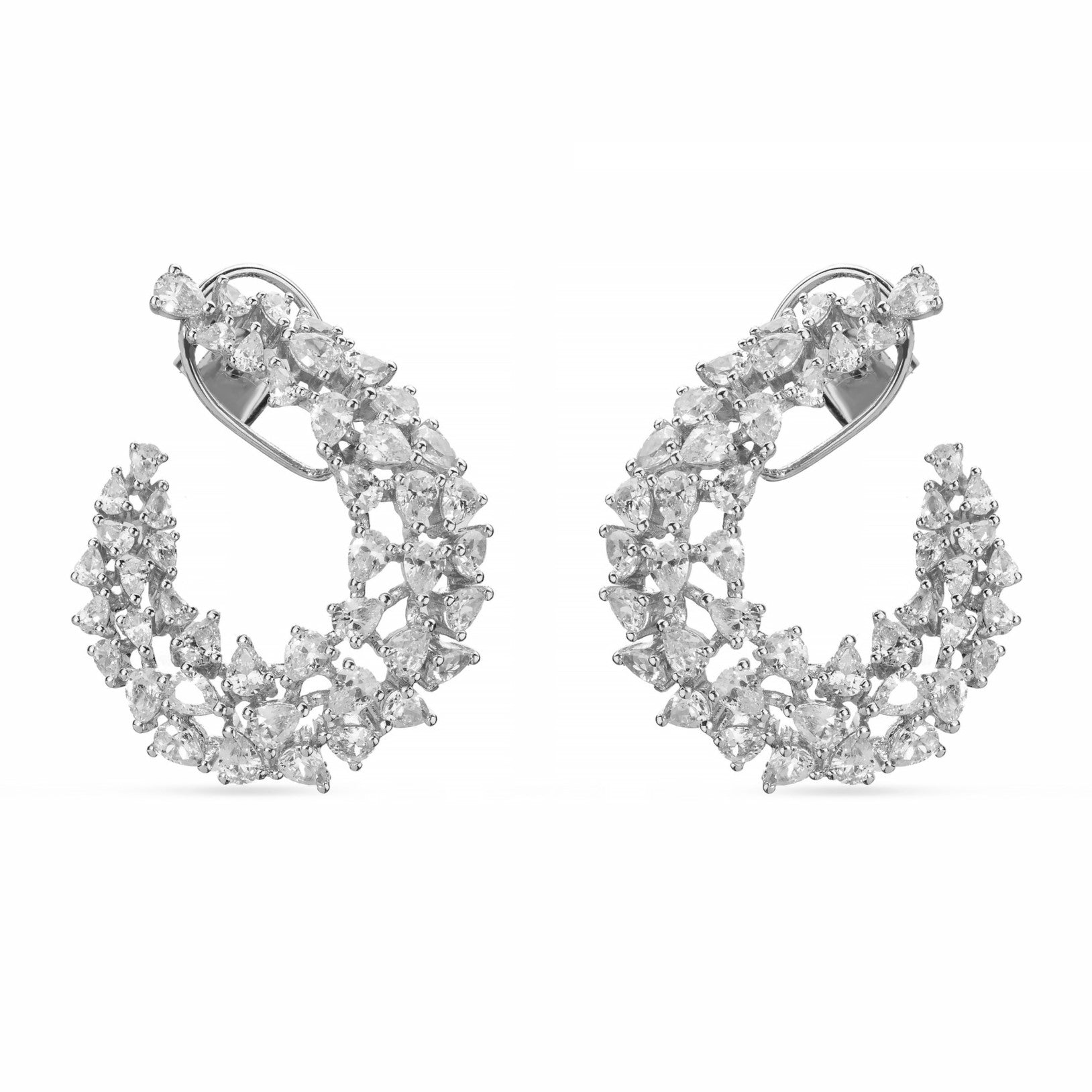 Diamond plated sterling silver earrings for women and girls Diamond plated sterling silver earrings for women and girls