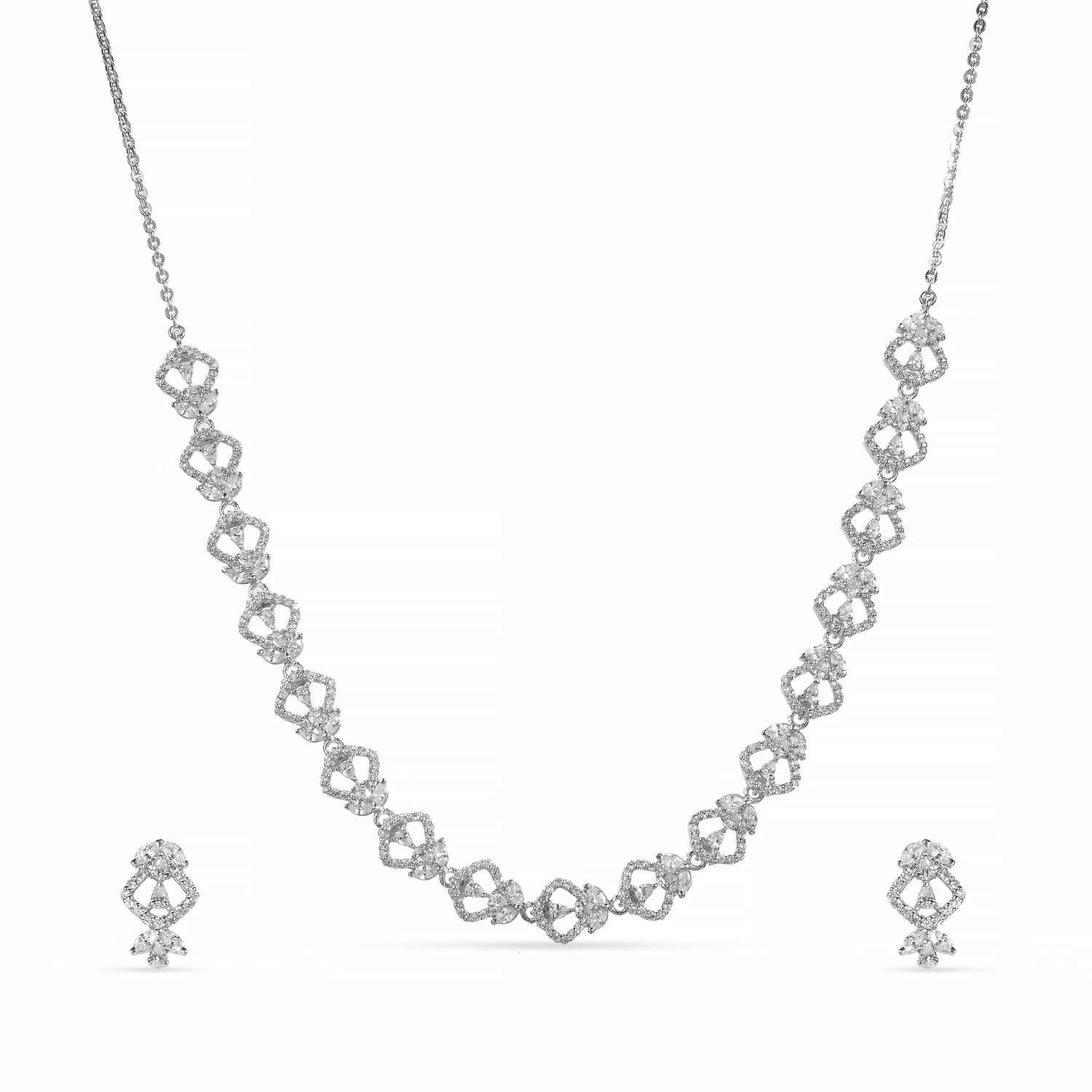Elegant women's silver necklace set with intricate designs, perfect for formal occasions or everyday wear. Elegant women's silver necklace set with intricate designs, perfect for formal occasions or everyday wear.