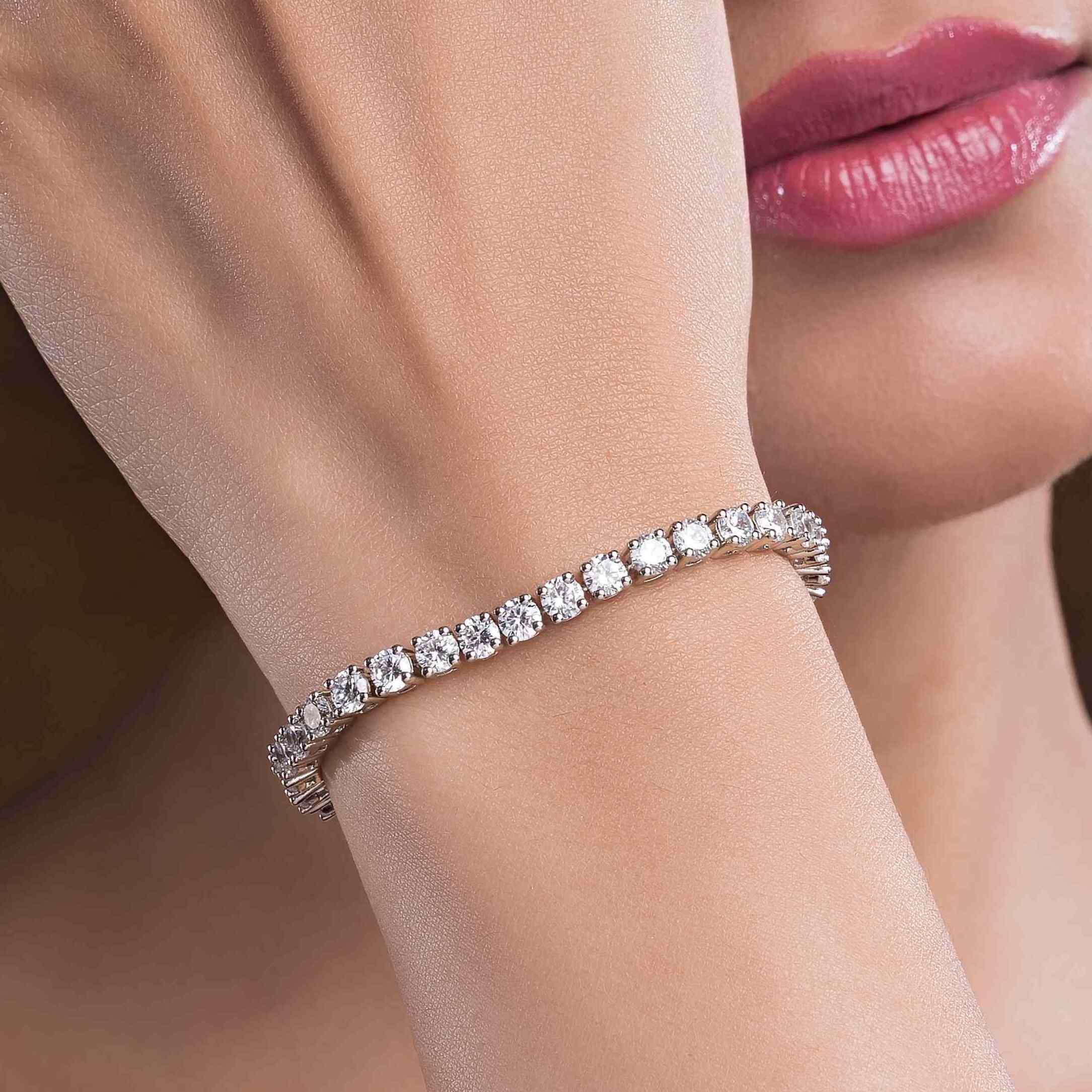 Pure Silver Tennis Bracelet For Women Girls Luxaore