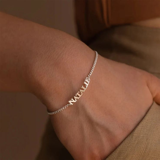 Custom Letter Name Silver Bracelet