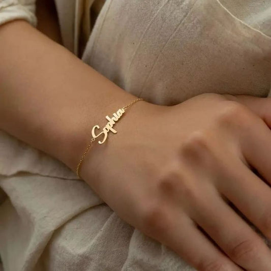 Custom Letter Name Silver Bracelet