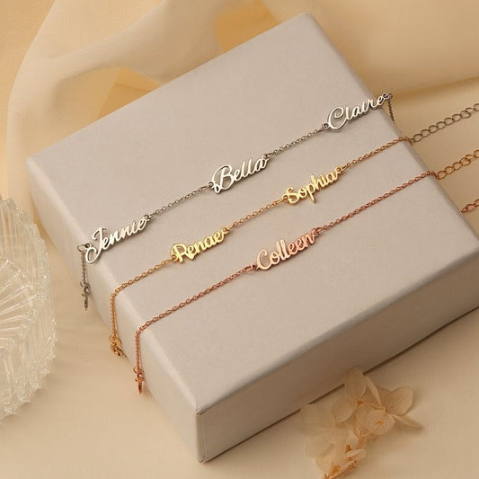 Custom Letter Name Silver Bracelet