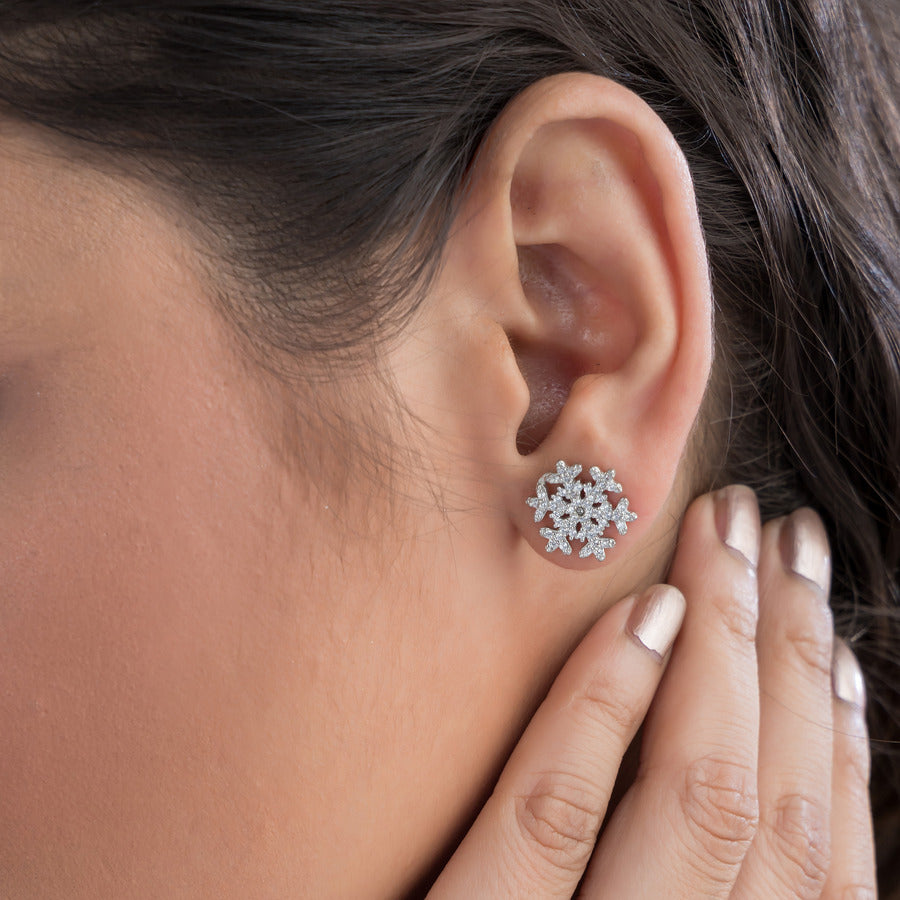 Luxaore Snow design pure silver earrings for women and girls Luxaore Snow design pure silver earrings for women and girls