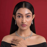 Luxaore Sterling silver necklace set for women with a classic necklace and earrings, suitable for casual and formal wear Luxaore Sterling silver necklace set for women with a classic necklace and earrings, suitable for casual and formal wear