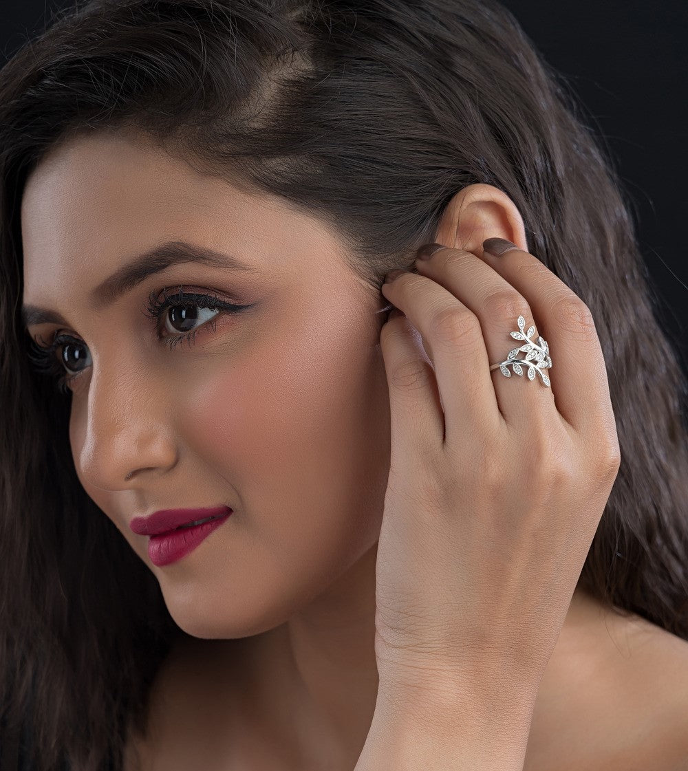 Pure leaf silver ring for ladies  Pure leaf silver ring for ladies