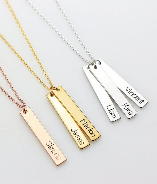 Custom Letter Name Silver Cuboid Necklace