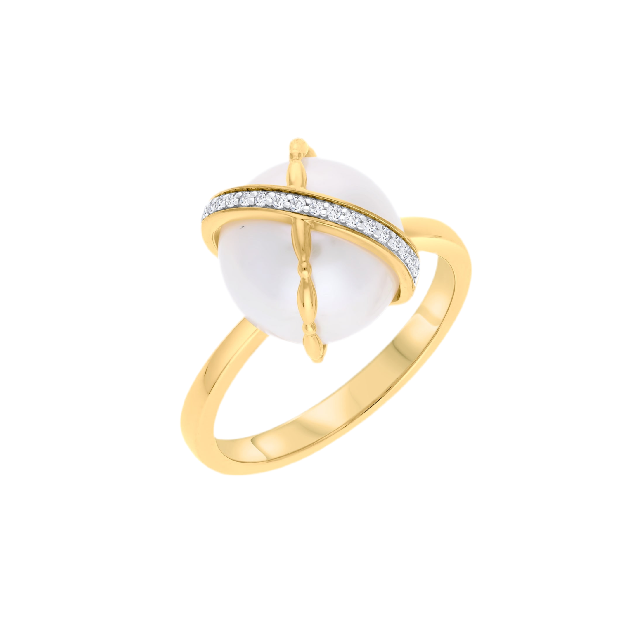 Pearl Orbit Sterling Silver Ring for Women