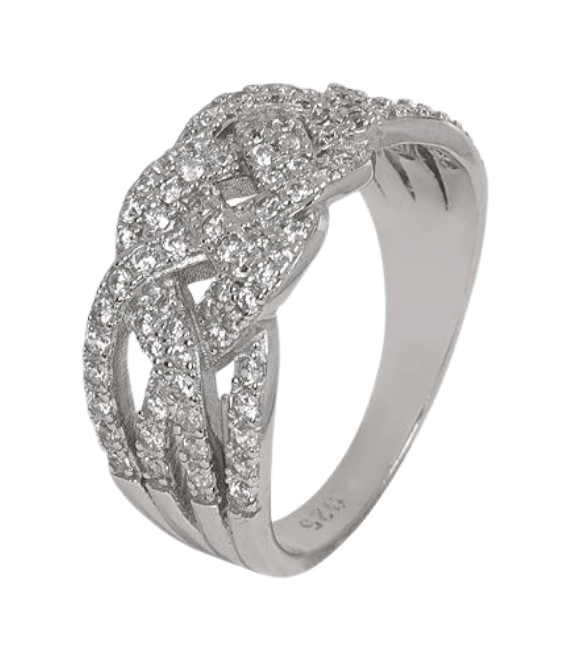 Pure 925 Silver CZ American Diamond Band Ring for Women 