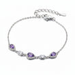 Amethyst Velvet Drop Silver Bracelet For Women 