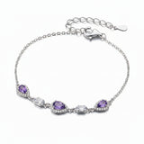 Amethyst Velvet Drop Silver Bracelet For Women 