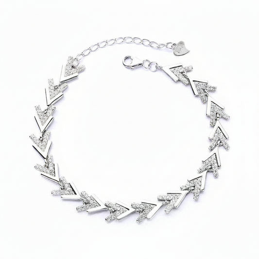 Arrowhead Shimmer Silver Bracelet For Women