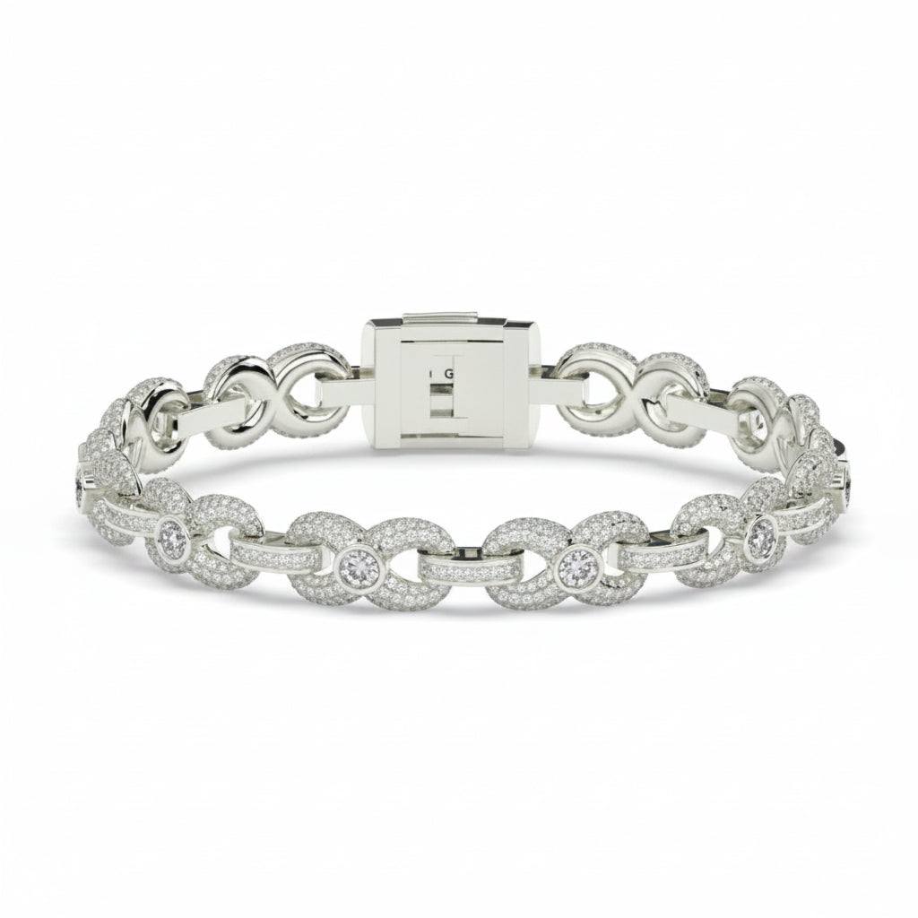 Aura Bezel Men's Silver Bracelet 