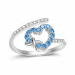 Azure Heart Bond Silver Ring for Women 