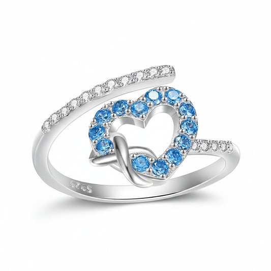 Azure Heart Bond Silver Ring for Women 