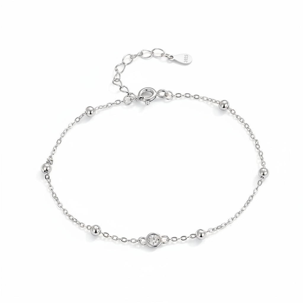 Beaded Bezel Charm Anklet