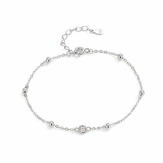 Beaded Bezel Charm Anklet