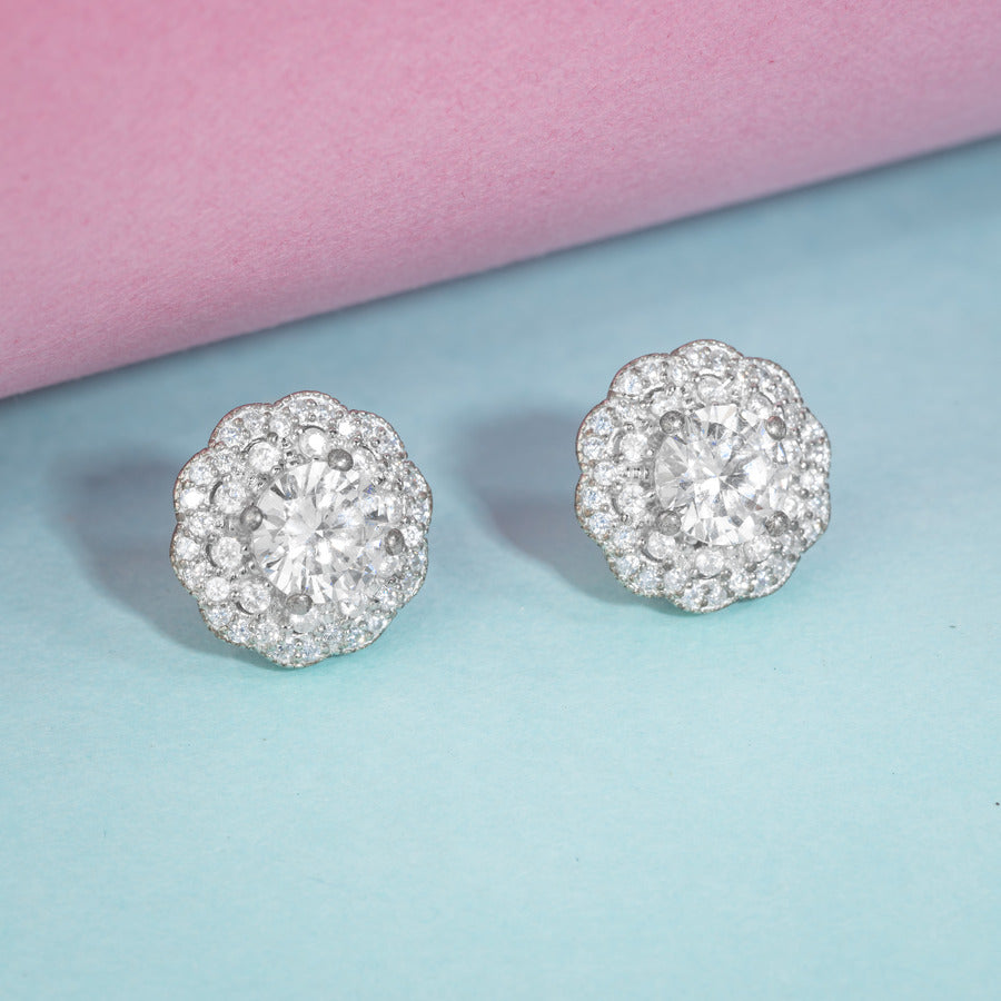 Best quality flower design silver earring for girls and women