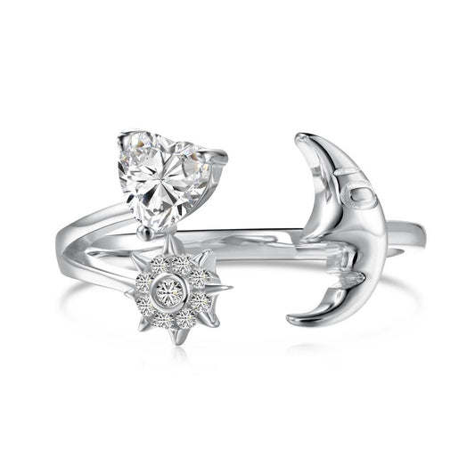 Celestial Romance Silver Ring for Women 