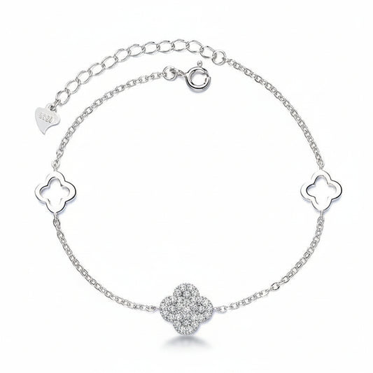 Clover Silhouette Silver Bracelet For Women 