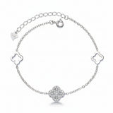 Clover Silhouette Silver Bracelet For Women 