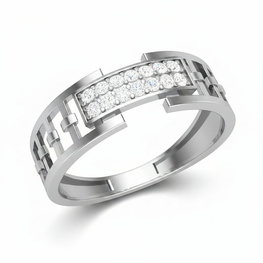 Corinthian Band Silver Ring for Men 