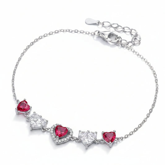 Crimson Devotion Silver Bracelet For Women