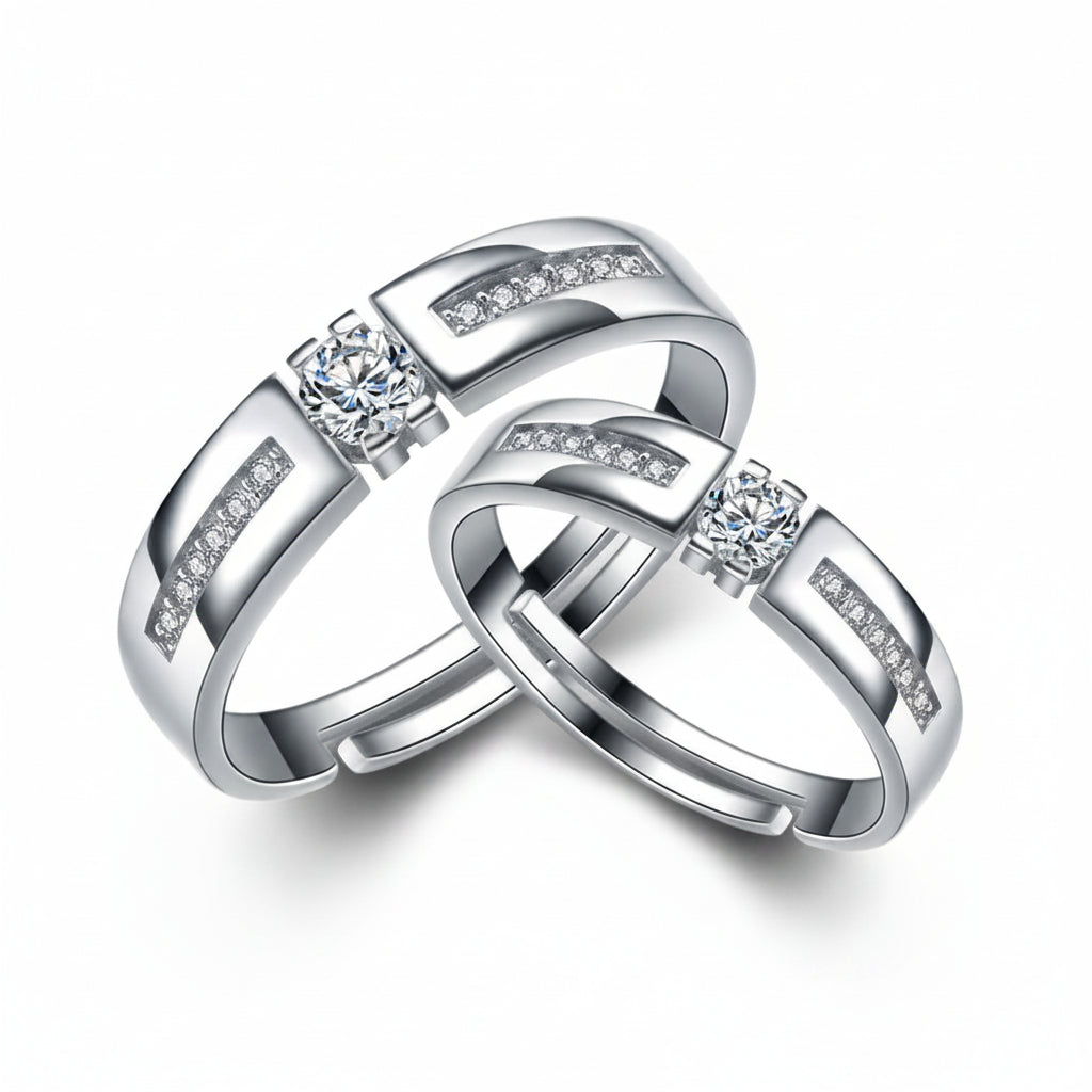 Destiny Bridge Silver Couple Ring 