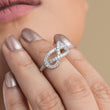 Diamond infinity silver ring for women