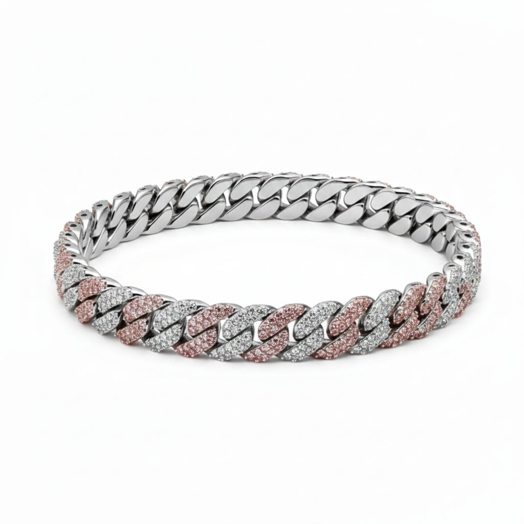 Duo-Drip Cuban Men's Silver Bracelet 