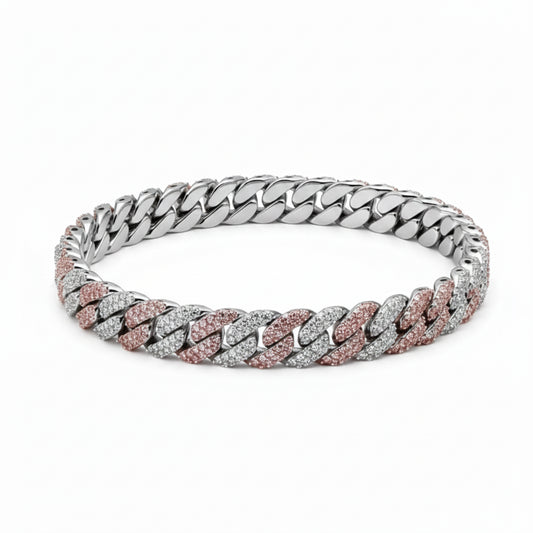 Duo-Drip Cuban Men's Silver Bracelet 