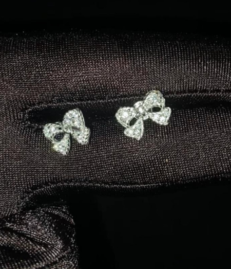 BowTie Zirconia Diamond Silver Earring