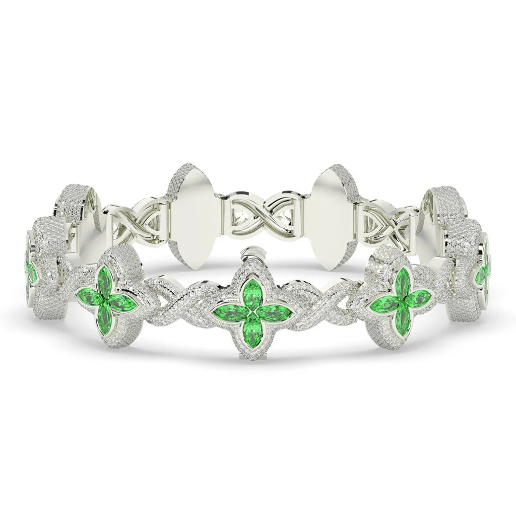 Emerald Fortune Men's Silver Bracelet 