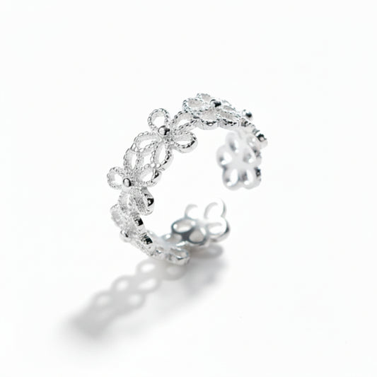 Floral Whisper Silver Ring for Women 
