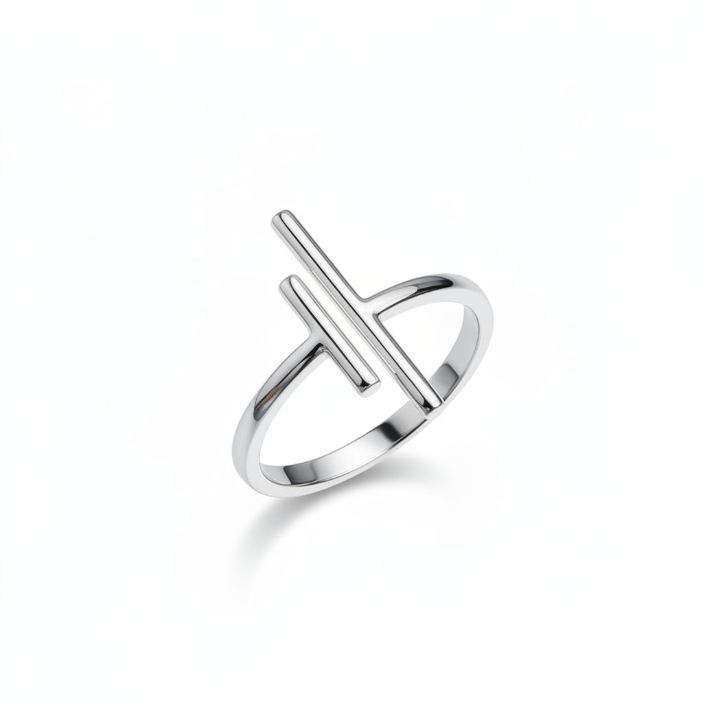 Geometric Grace Band Silver Ring for Women 