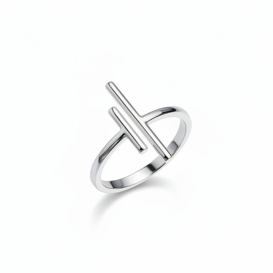 Geometric Grace Band Silver Ring for Women 