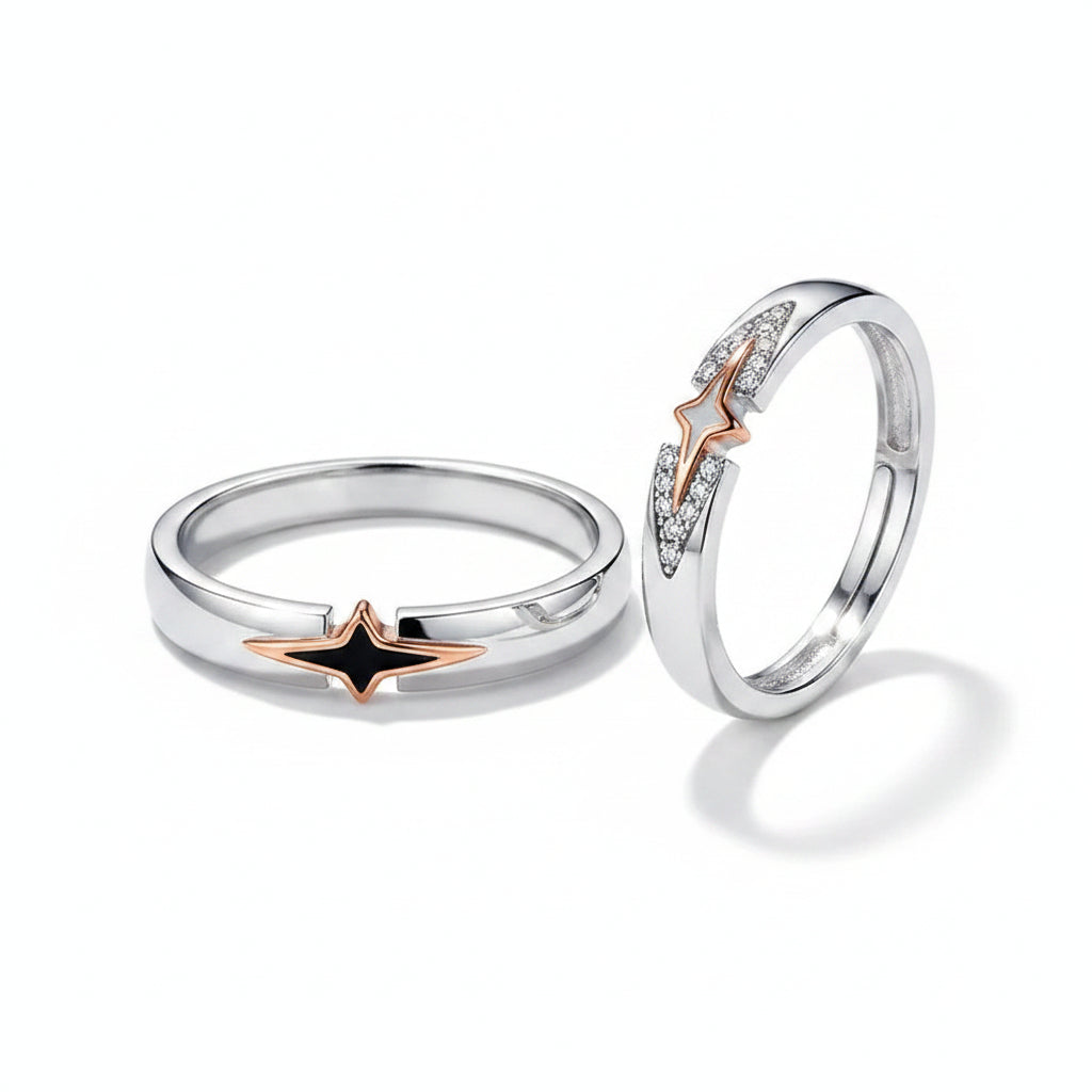 Guiding Star Celestial Silver Couple Ring