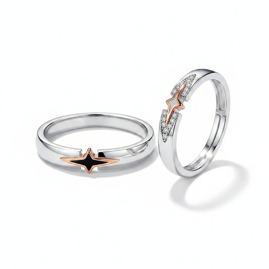 Guiding Star Celestial Silver Couple Ring