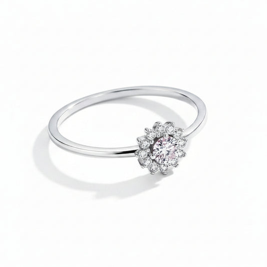 Halo Blossom Silver Ring for Women 
