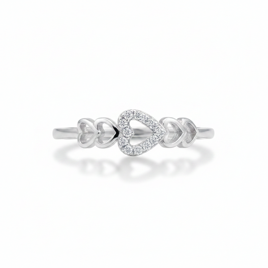 Heart Chain Radiance Silver Ring for Women 