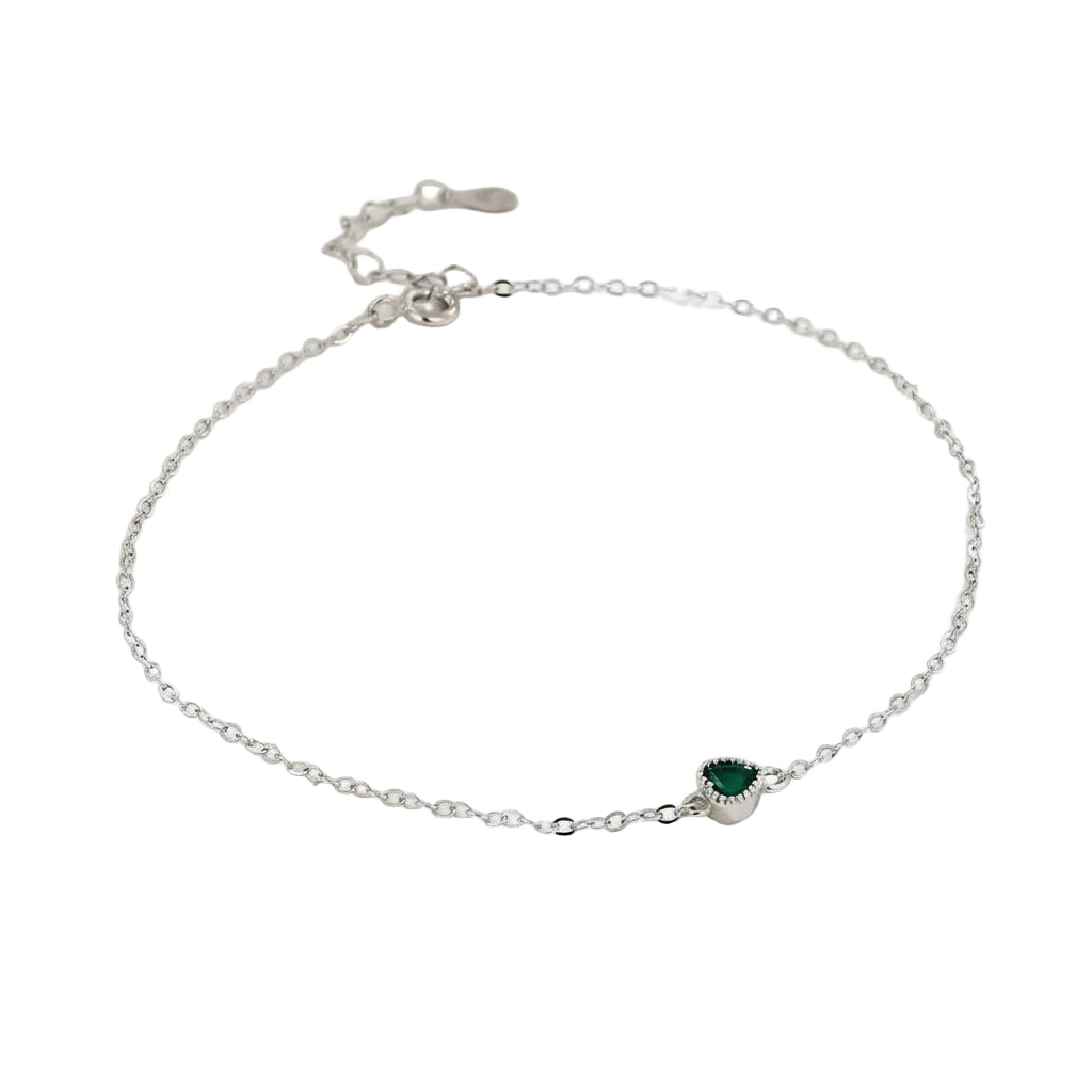 Heart silver anklet