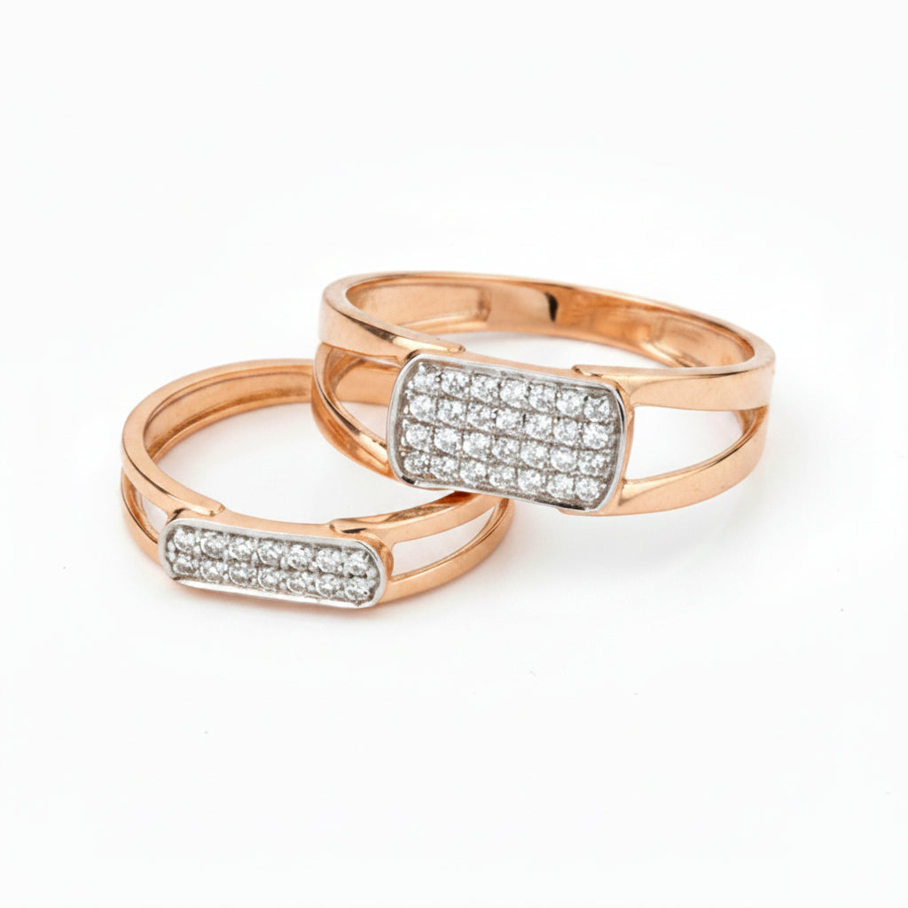 His and Hers Diamond Accented Silver Couple Ring