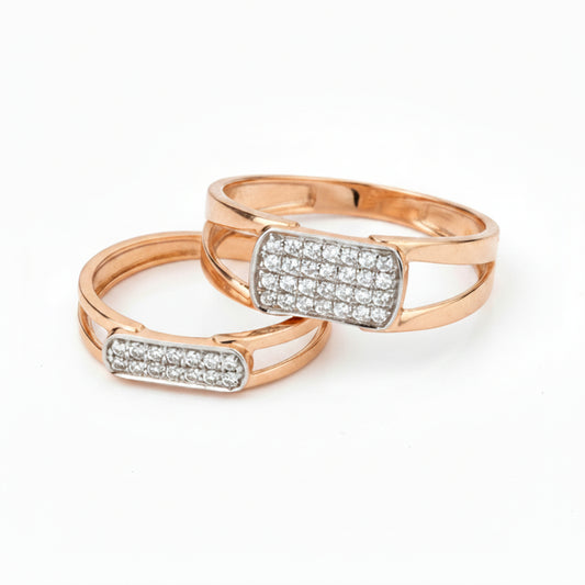 His and Hers Diamond Accented Silver Couple Ring
