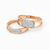 His and Hers Diamond Accented Silver Couple Ring