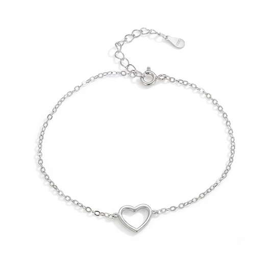 Hollow Heart Silver Anklet for women
