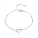 Hollow Heart Silver Anklet for women
