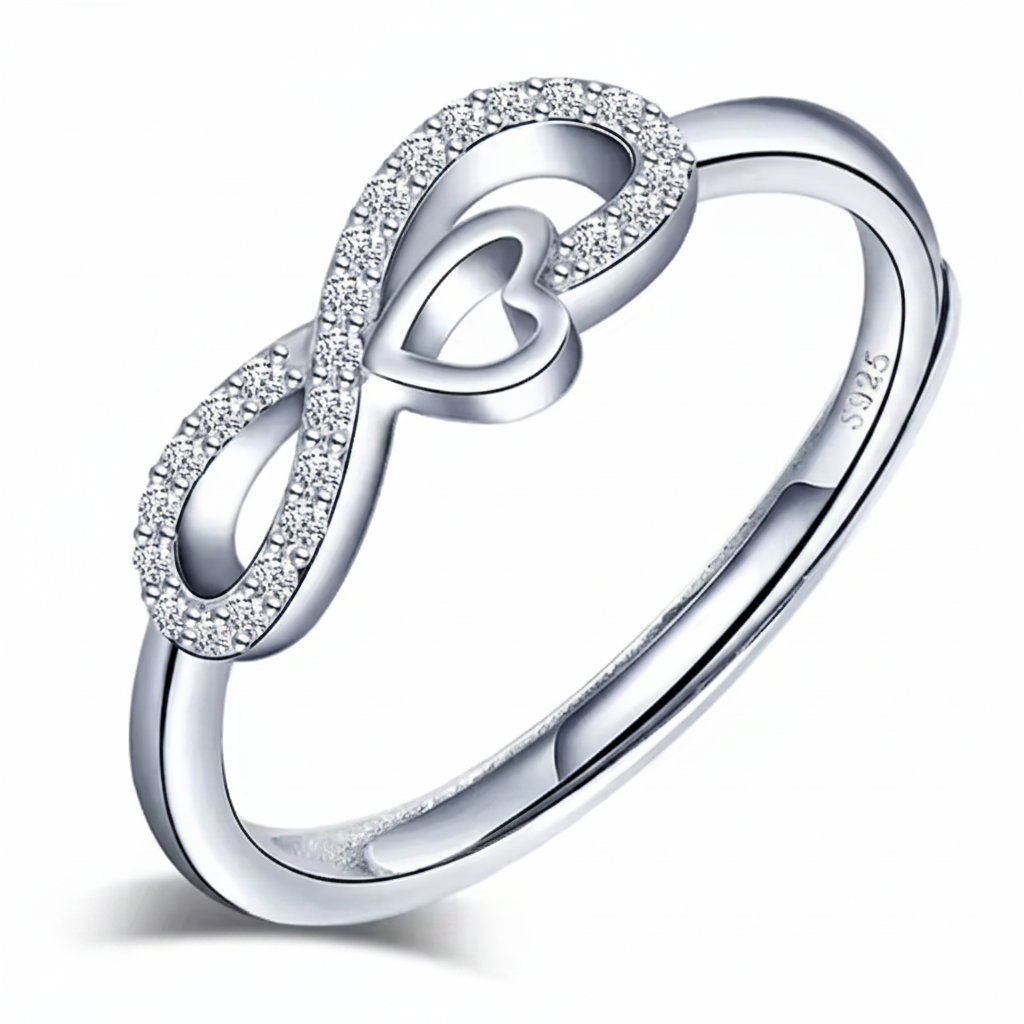 Infinity Love Heart Silver Ring for Women 