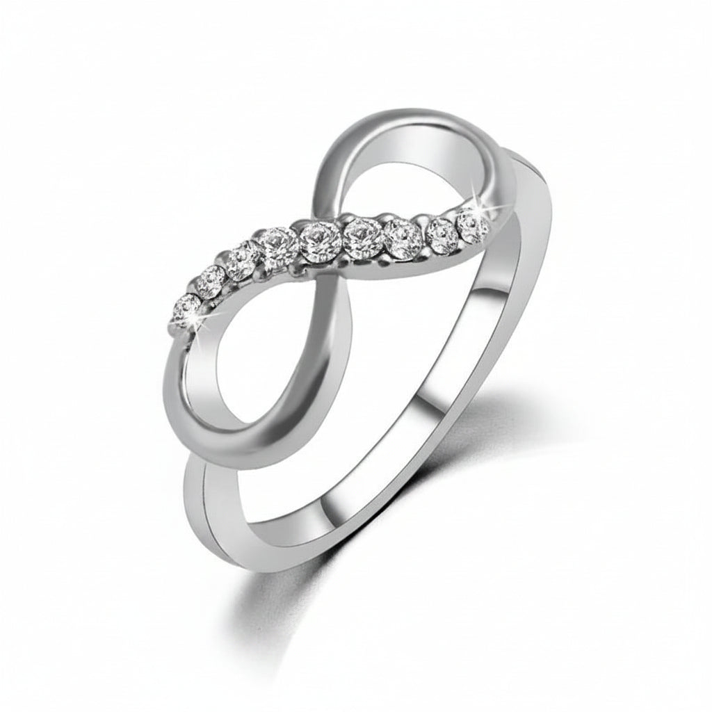 Infinity Sparkle Band Silver Ring for Women 