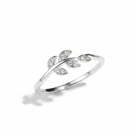 Leaf Whisper Silver Ring for Women