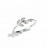 Leaf Whisper Silver Ring for Women